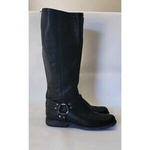 FRYE Phillip Harness Tall Leather Boot Black Women Sz 7 B